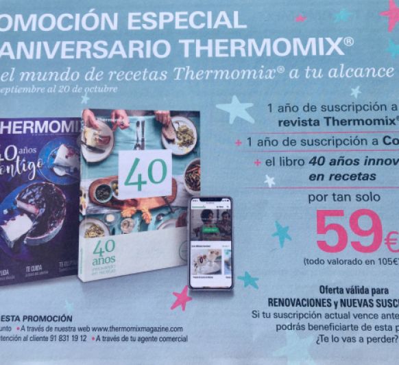 Revista Thermomix® + suscripción al Cookidoo + libro 40 años innovando en recetas