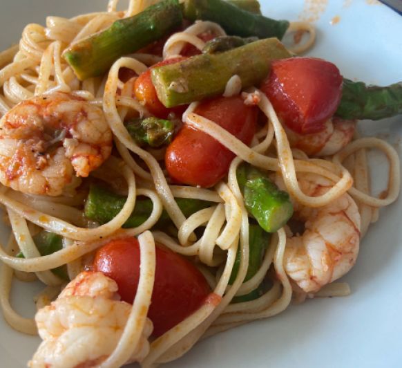 Tallarines de gambas