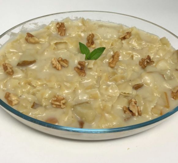 Farfalle con gorgonzola y pera